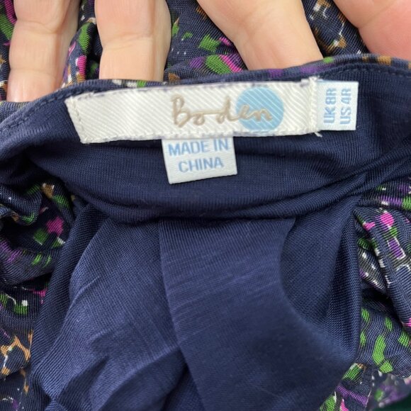 Boden Color Splash Swoop Neck Ruched Front A-line Dress Women's Size US 4R - Picture 6 of 8